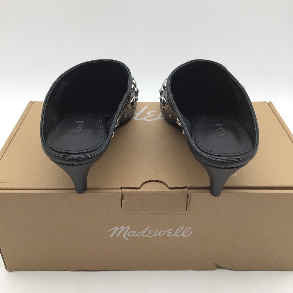 Madewell Studded Nappa Leather Kitten Heel Mule NY386 Black Womens Size 8 NEW - Picture 4 of 7